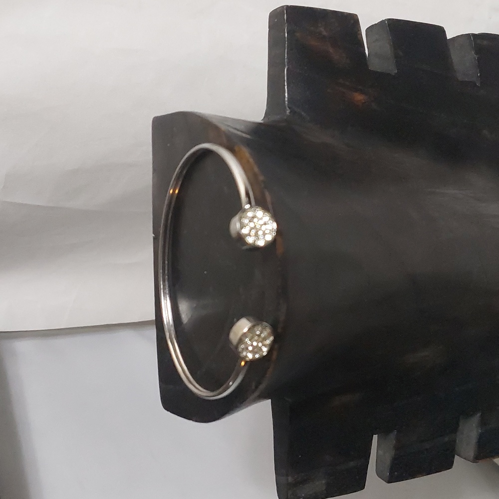 FOSSIL STEEL SILVER DIAMONDS CUFF BRACELET